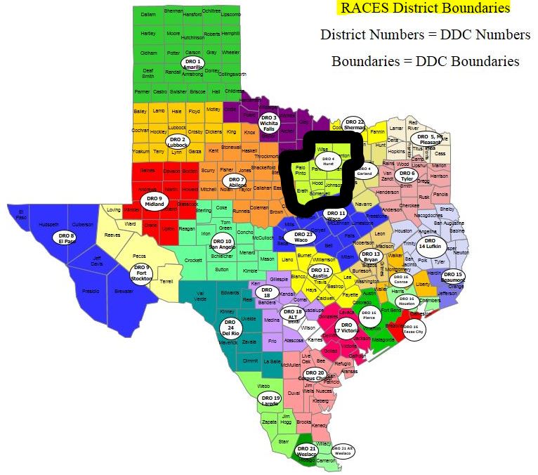 Texas RACES Districts